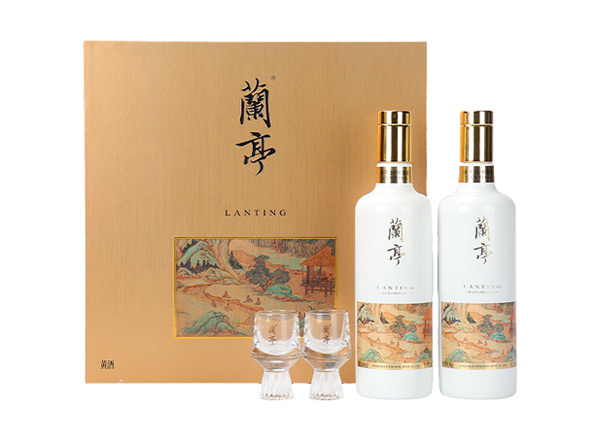 汕头会稽山兰亭黄酒回收国潮兰亭500ml*2礼盒装