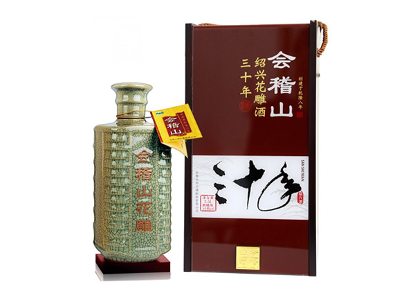 汕头会稽山黄酒回收会稽山三十年绍兴花雕酒30年木盒装2.5L黄酒
